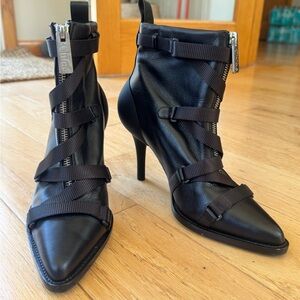 Chloe Black Heeled Boots with Stiletto and Buckle Details
